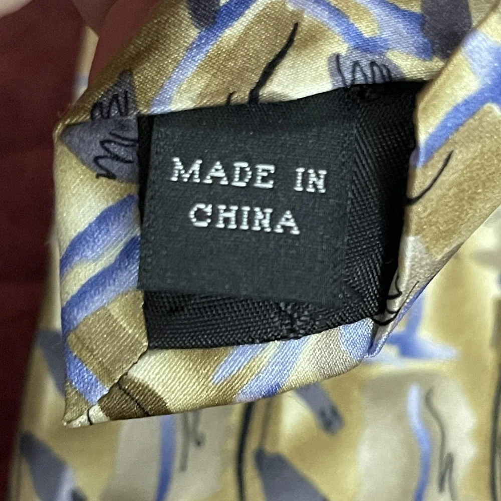 J Garcia Tie Mens One Size Gold Silk California Mission Geometric‎ Art Necktie